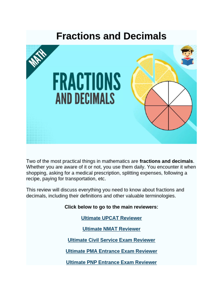 Fractions and Decimals | PDF | Division (Mathematics) | Numbers