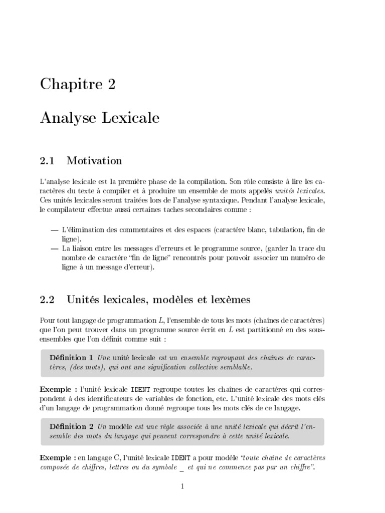 Analyse Lexicale en Compilation | PDF | Grammaire | Métalogique