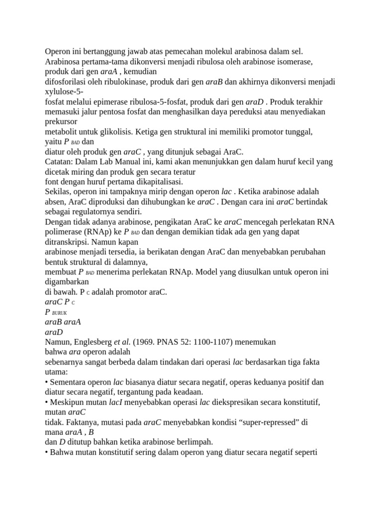 Regulasi Operon AraBAD pada E. coli | PDF