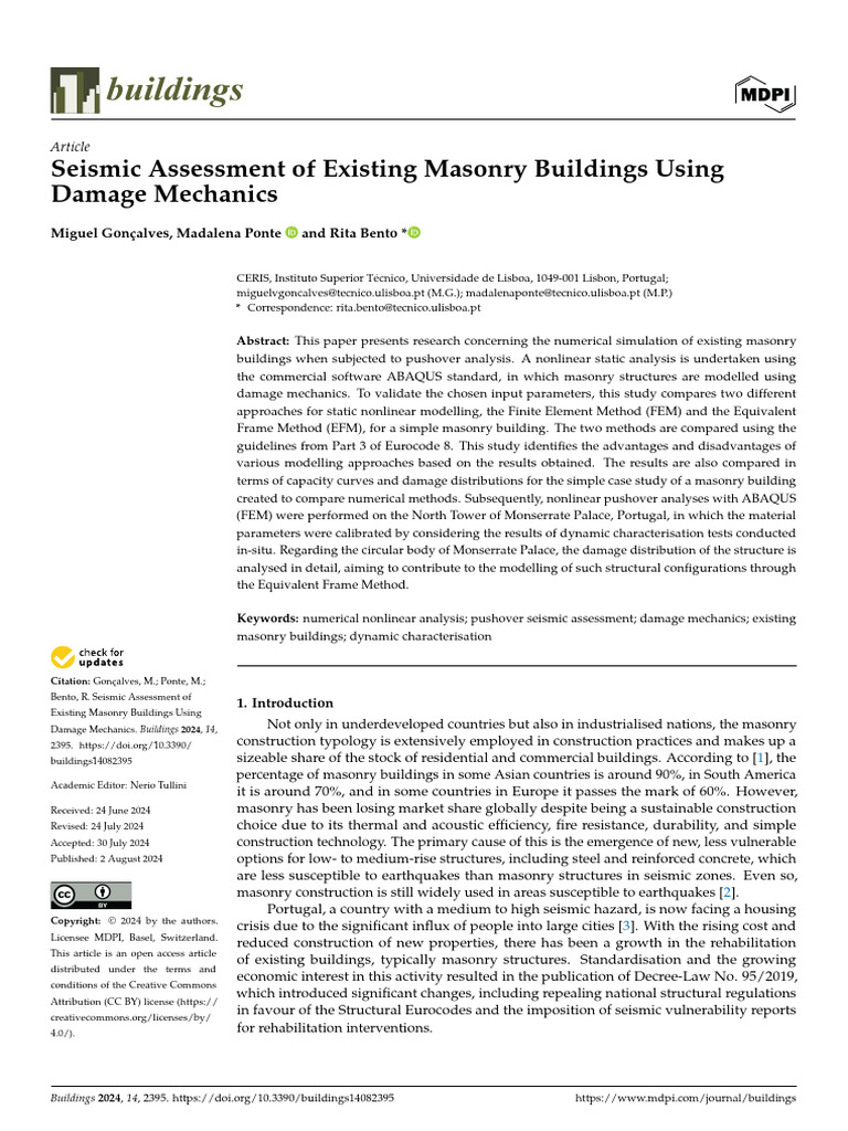Seismic Assessment of Masonry Buildings | PDF | Young's Modulus ...