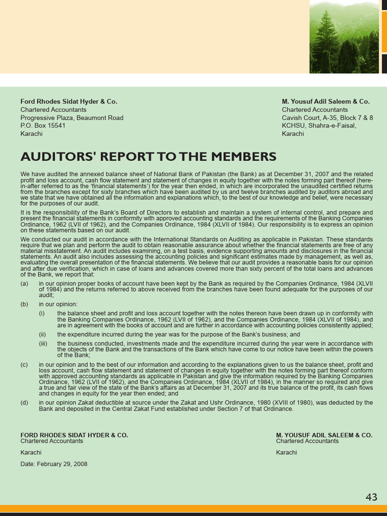 06-Auditor Report To Members | PDF | Audit | Banks