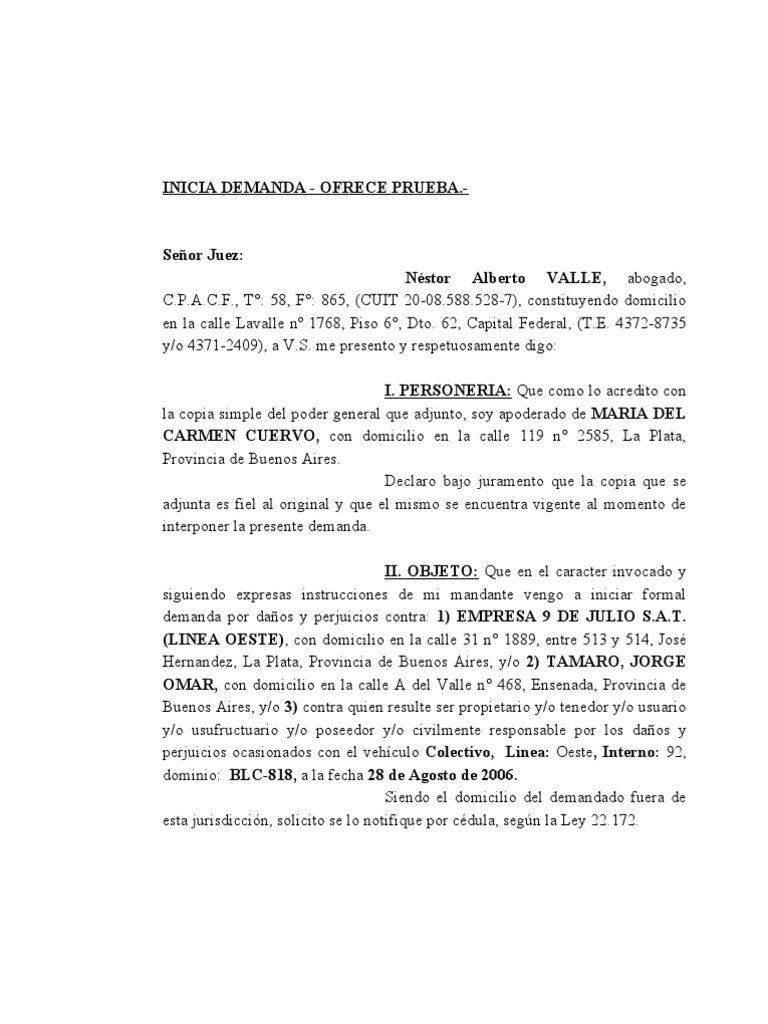 Demanda-de-daños-y-perjuicios | Buenos Aires | Presupuesto
