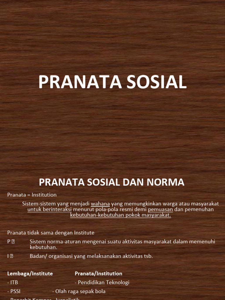Pranata Sosial dan Fungsi Lembaga Masyarakat | PDF