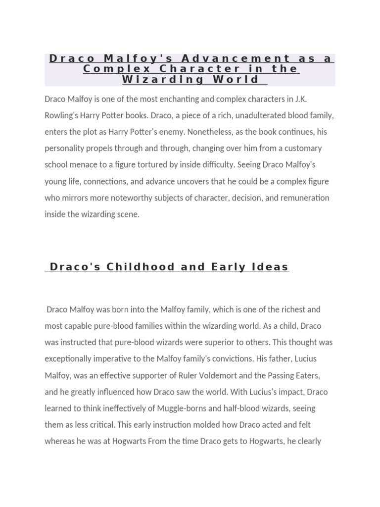 Draco Malfoy PDF Harry Potter Fantasy Worlds