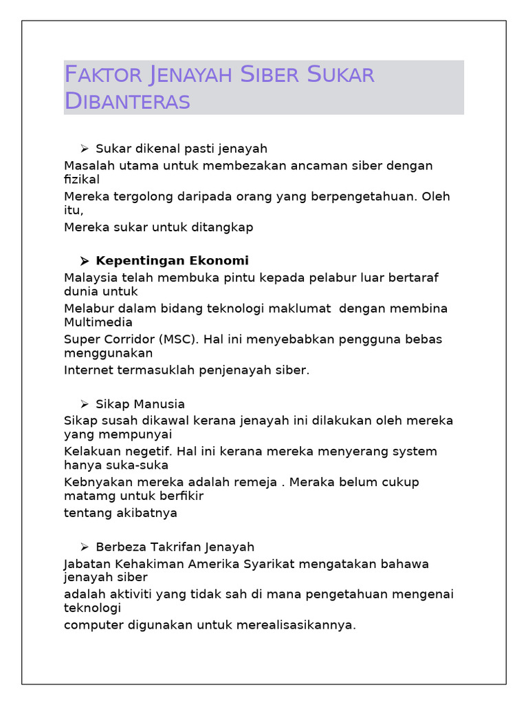Faktor Jenayah Siber Sukar Dibanteras | PDF