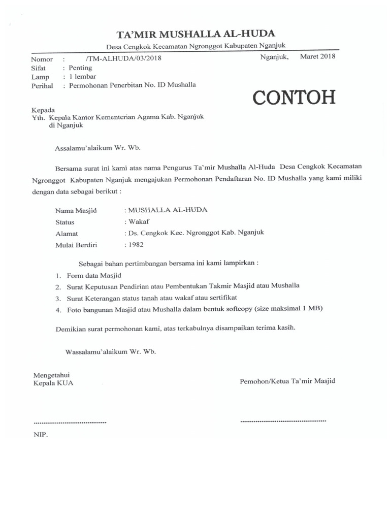 Permohonan ID Masjid Dan Musolla | PDF