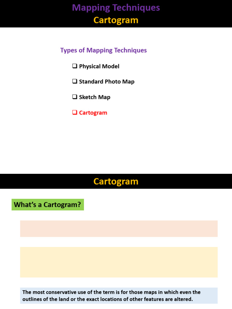 Cartogram: Types of Mapping Techniques | PDF | Map | Cartography