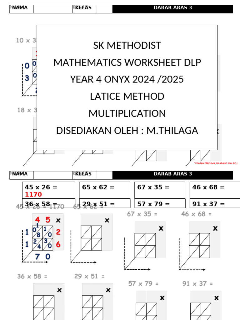 Year 4 Mathematics Worksheet: Multiplication | PDF