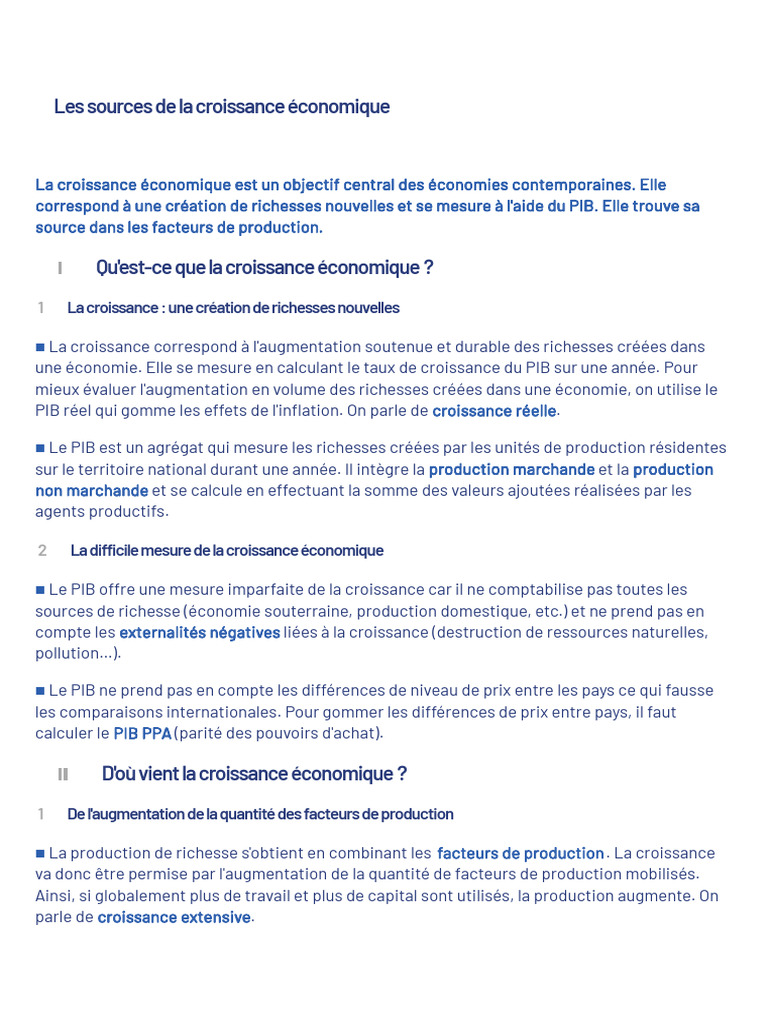 Sources de la Croissance Économique | PDF | Produit intérieur brut ...