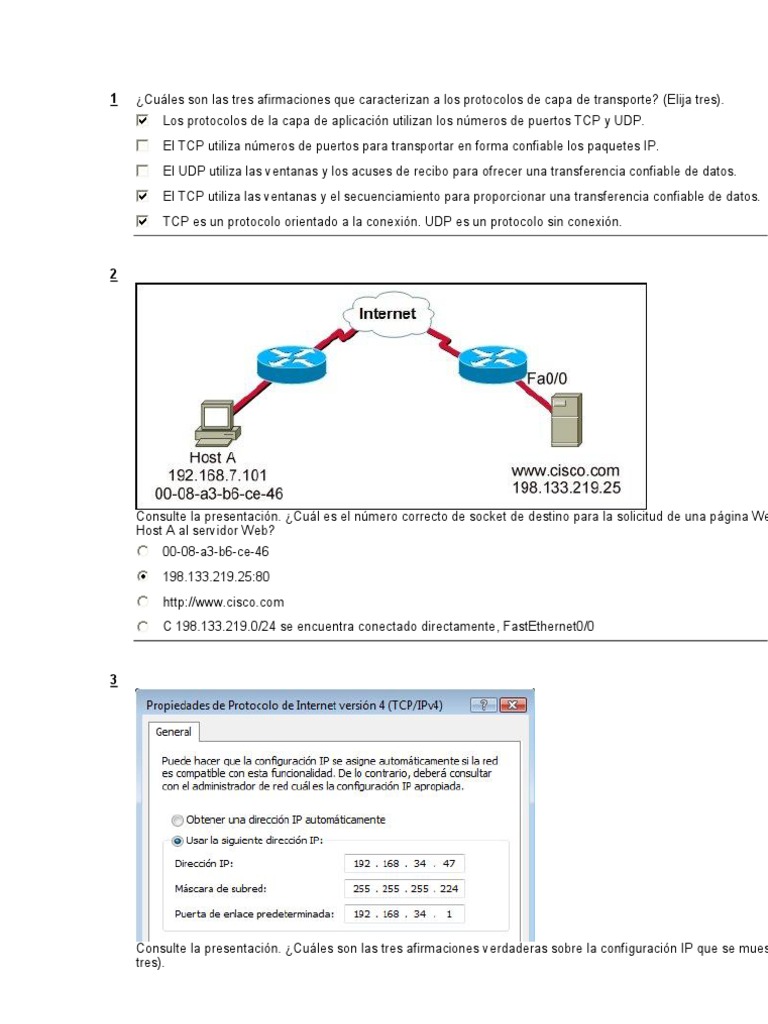Examen Final Cisco Ccna 1 | Dirección IP | Red de computadoras