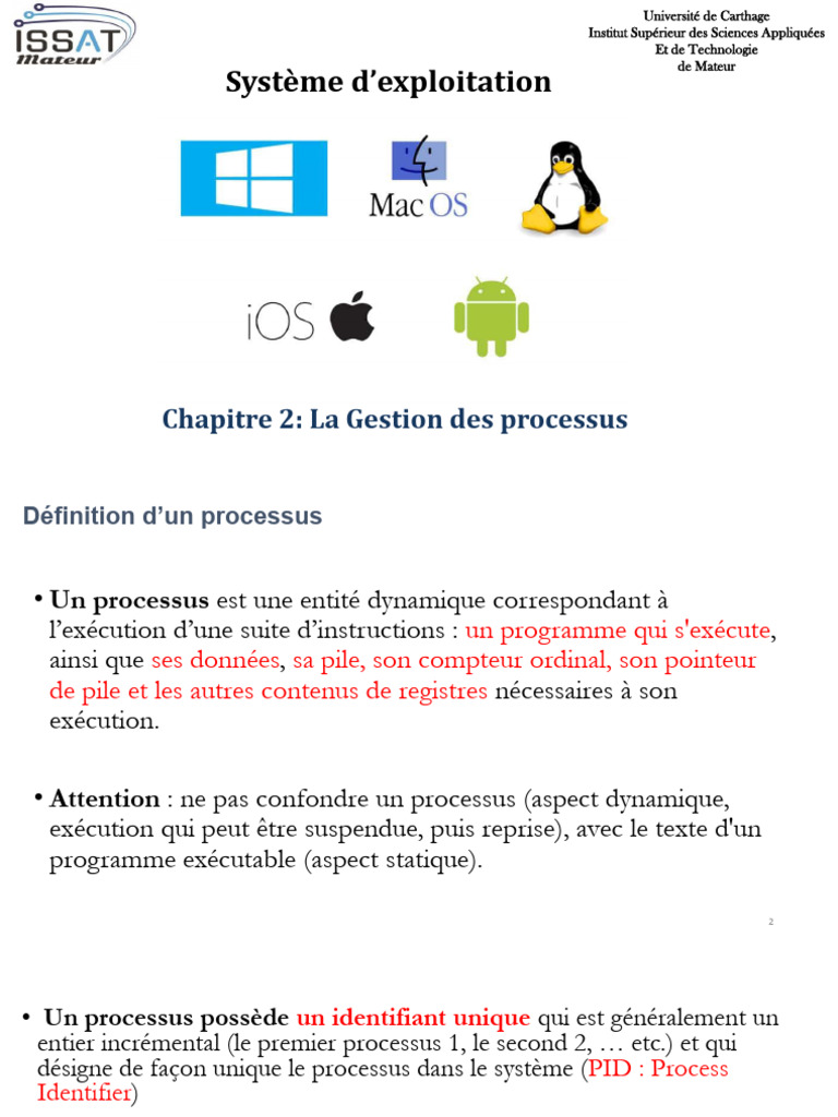 Gestion des processus en système d'exploitation | PDF | Processus ...
