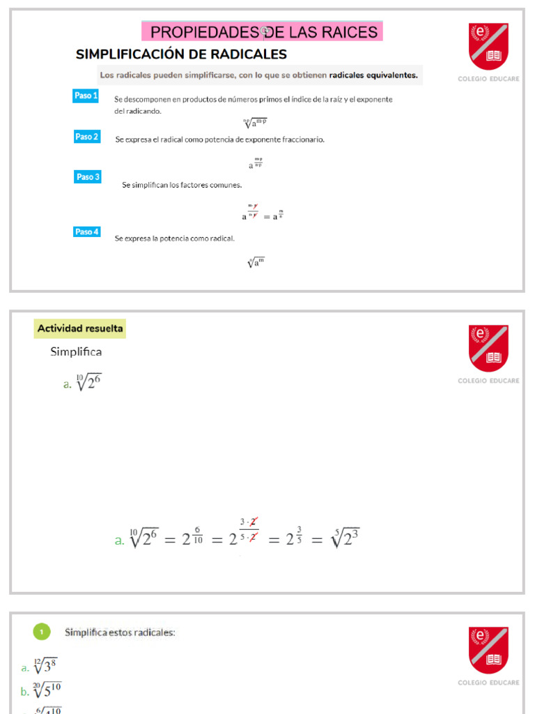 01b Operaciones Con Radicales Teoria Y Problemas Pdf