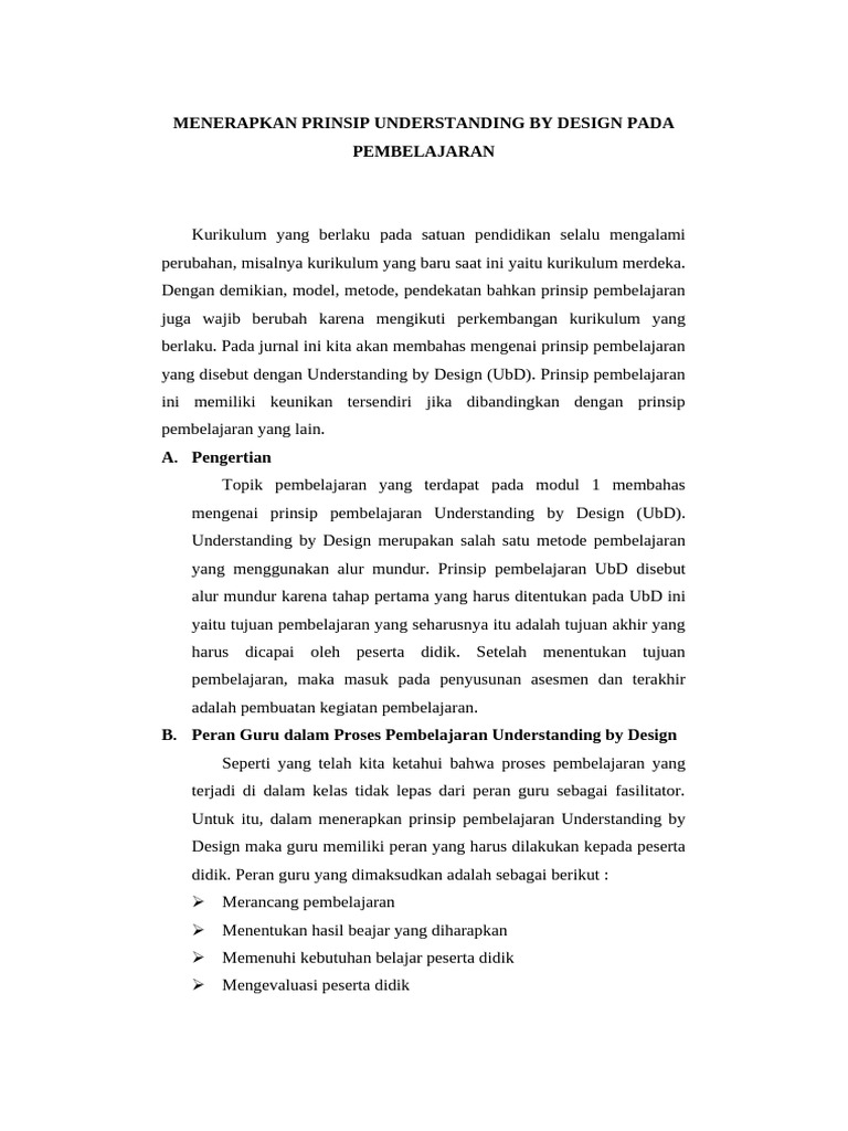 Penerapan Understanding by Design dalam Pembelajaran | PDF