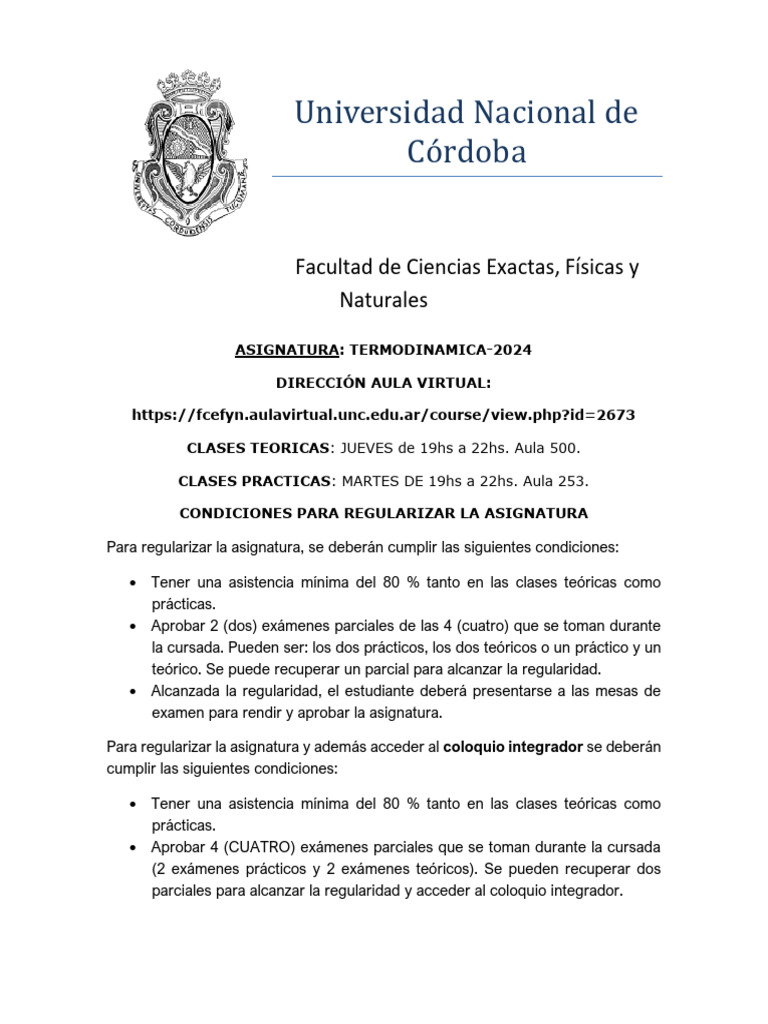 Condiciones de Cursado y Aprobación de La Asignatura | PDF ...