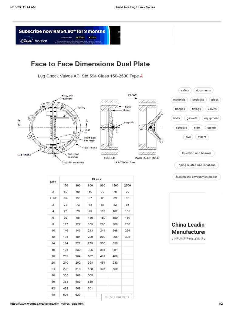 Dual Plate Lug Check Valve Overview | PDF | Plumbing | Mechanical ...