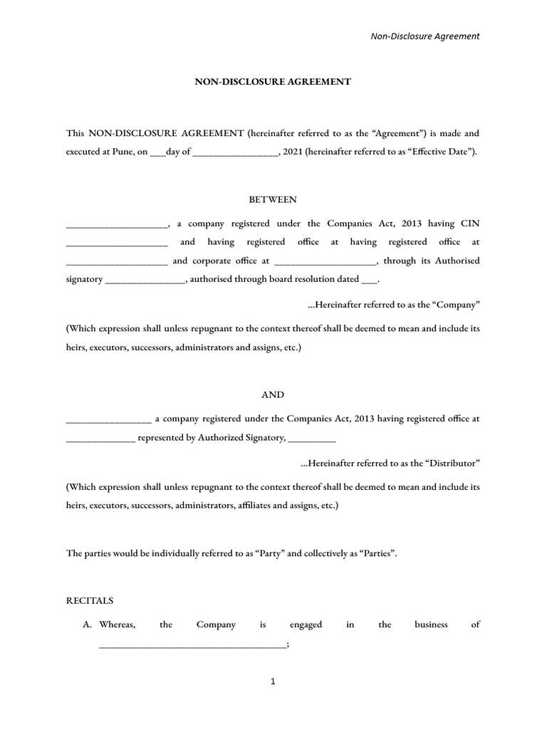 NDA Template | PDF | Procedural Knowledge | Non Disclosure Agreement