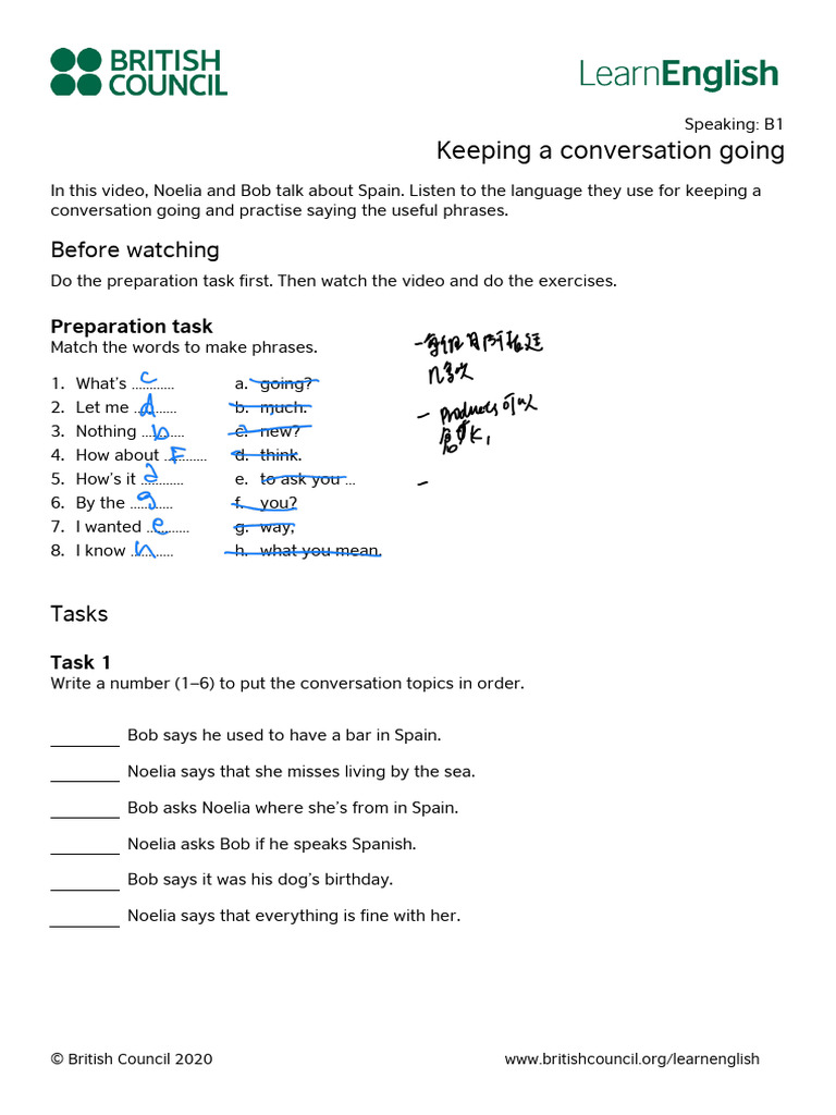 Conversation Skills for B1 English Learners | PDF | Foreign Language ...