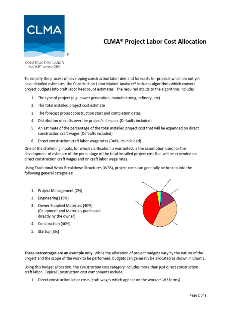 CLMA Allocation of Project Cost 2014oct27 | PDF | Labour Economics ...