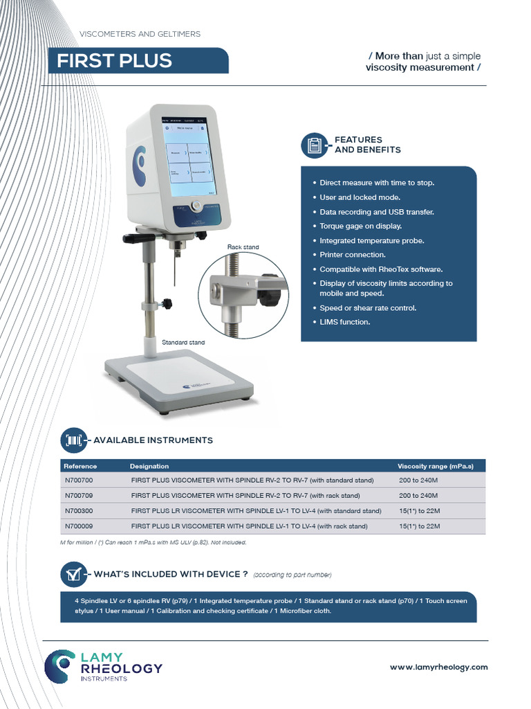 FIRST PLUS Viscometer Overview | PDF | Metrology