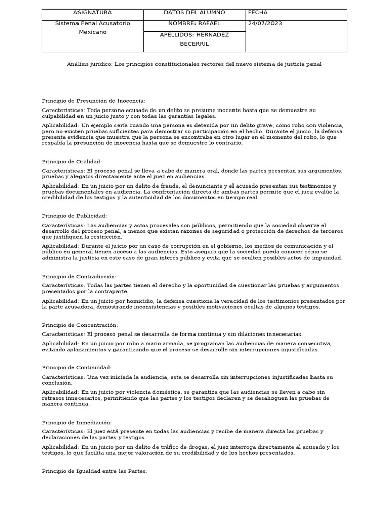 Los Principios Constitucionales Rectores Del Nuevo Sistema de Justicia ...