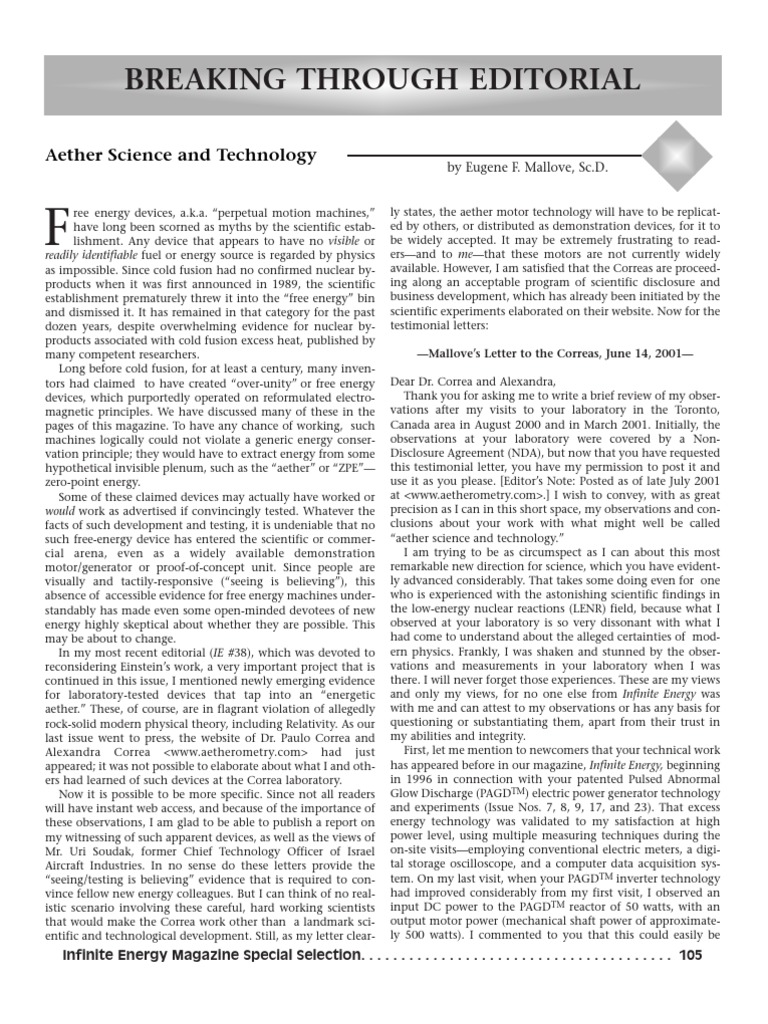 Eugene F. Mallove - Aether Science and Technology | PDF | Luminiferous ...