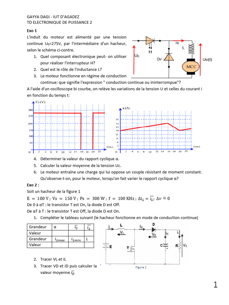TD sur l'Électronique de Puissance 2 | PDF | Électronique de puissance ...