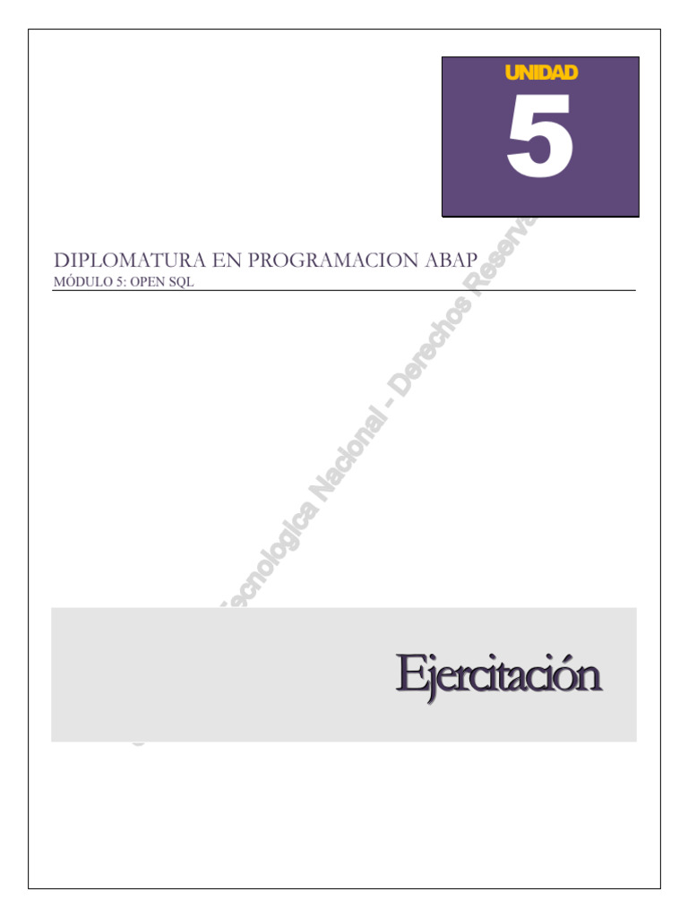Ejercitaci n unidad 5 diplomatura abap con formato 1 pdf sql