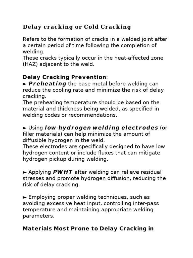 Delay Cracking in Welded Joints | PDF