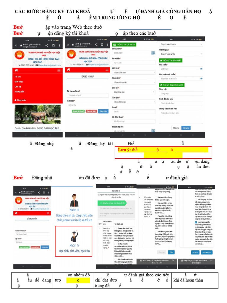Hd Đăng Ký Tài Khoản Và Đánh Giá Cdht Hoc Sinh | PDF