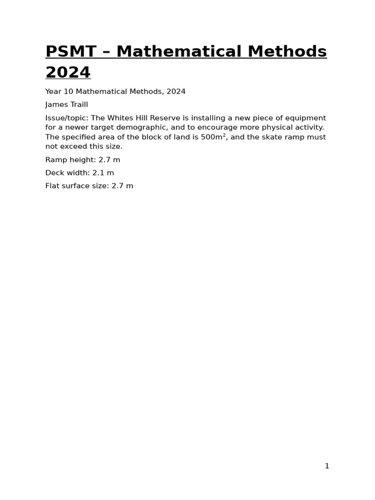 Year 10 Skate Ramp Math Project | PDF | Area | Mathematics
