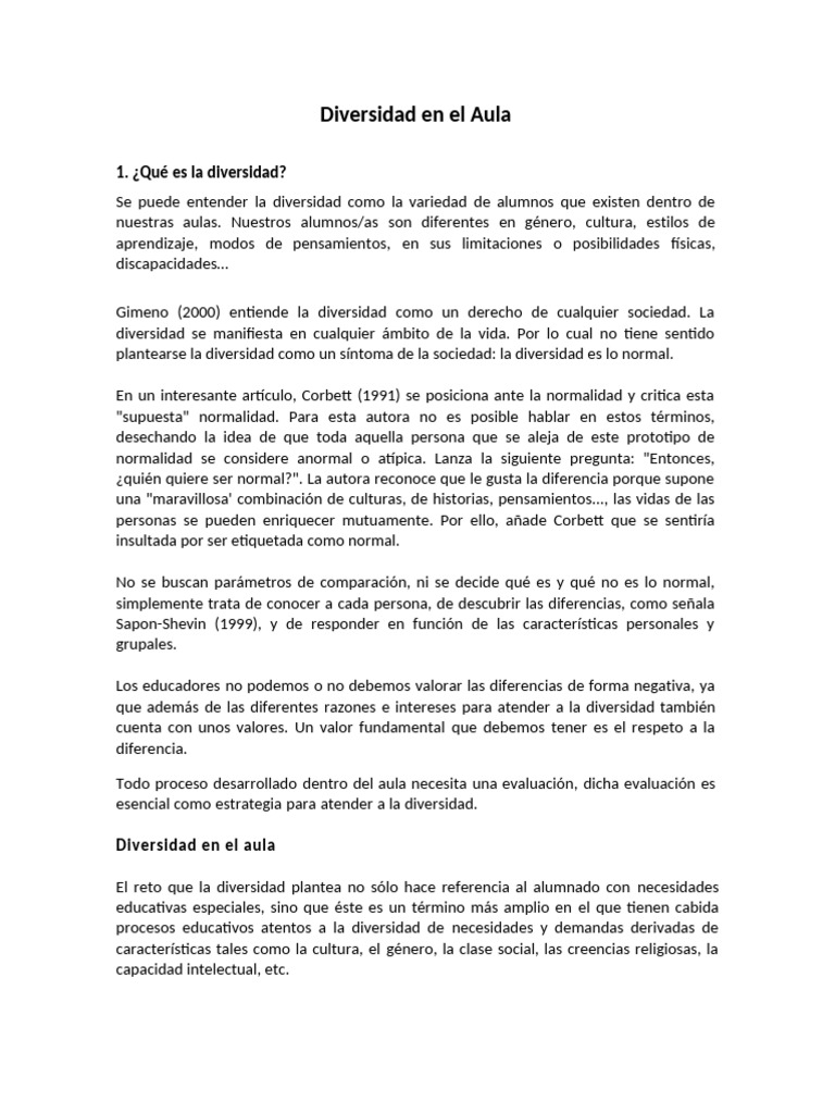 Abrazar la Diversidad en el Aula | PDF | Salón de clases | Aprendizaje