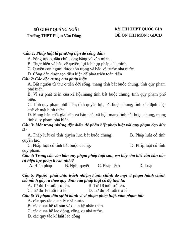 ÔN THI GDCD TUẦN 28 | PDF