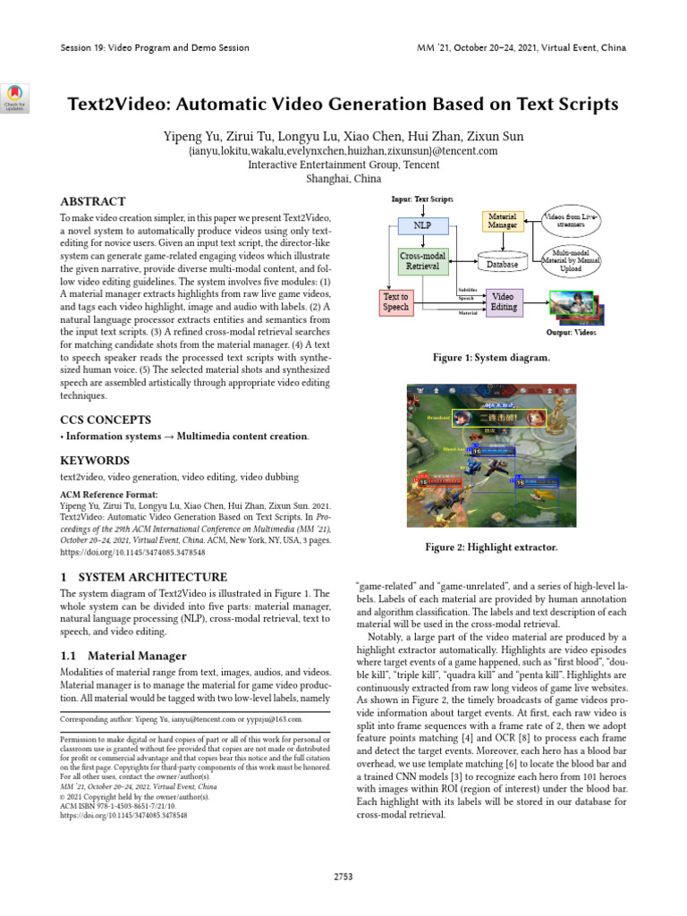 Text2Video Automatic Video Generation Based On Text Scripts | PDF ...
