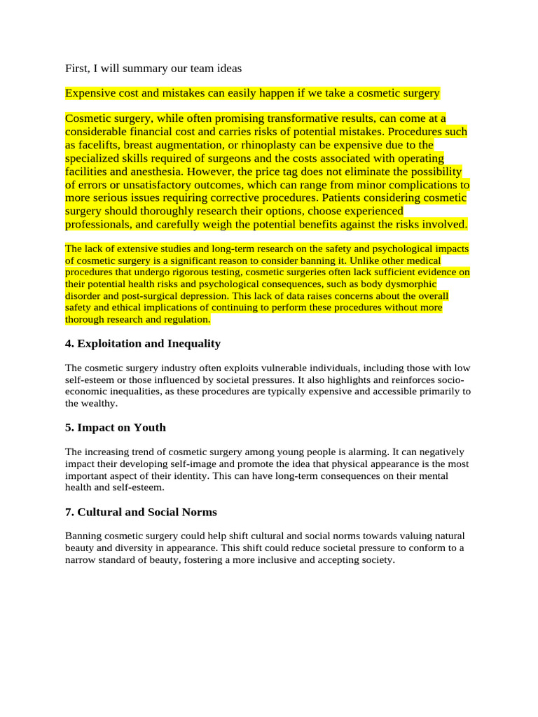 Cosmetic Surgery Pdf