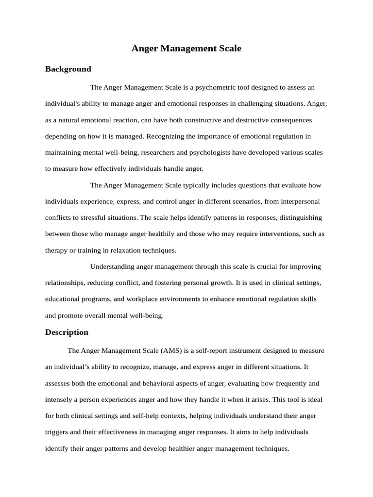 Anger Management Scale | PDF | Anger | Validity (Statistics)