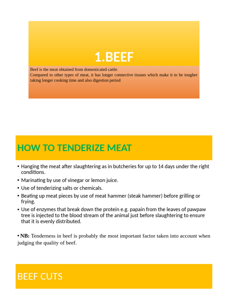 Meat (Beef) Lesson.3,2 | PDF | Beef | Steak