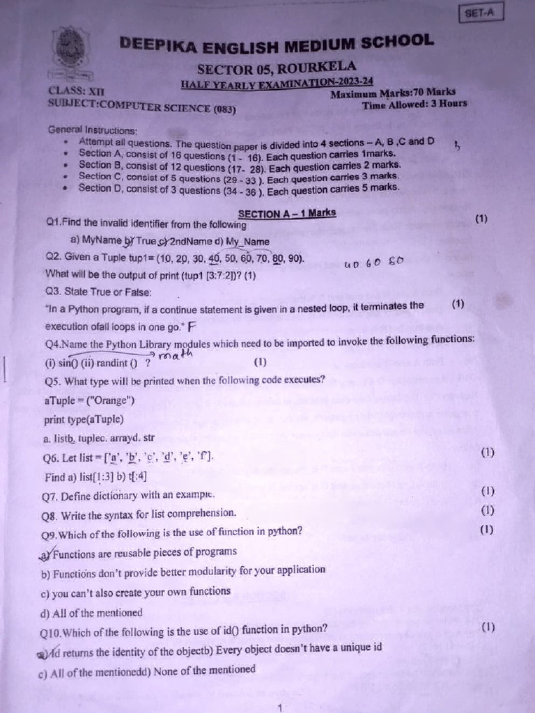 Set A | PDF | Parameter (Computer Programming) | Software Engineering