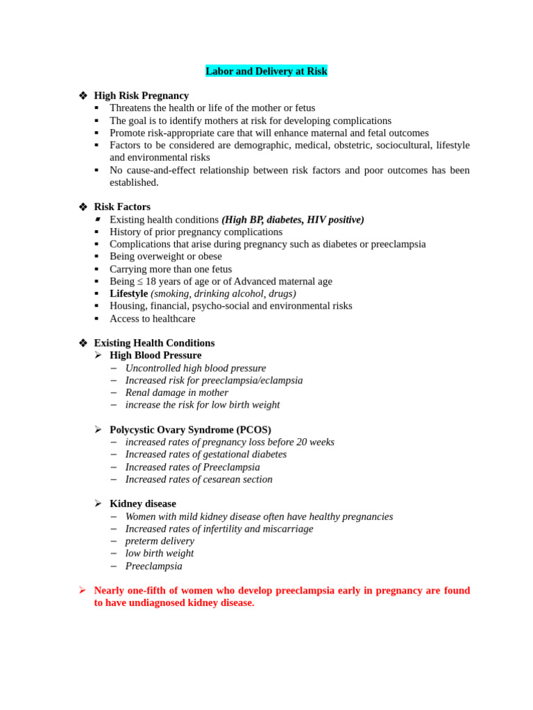 High-Risk Pregnancy Management Guide | PDF | Childbirth | Preterm Birth