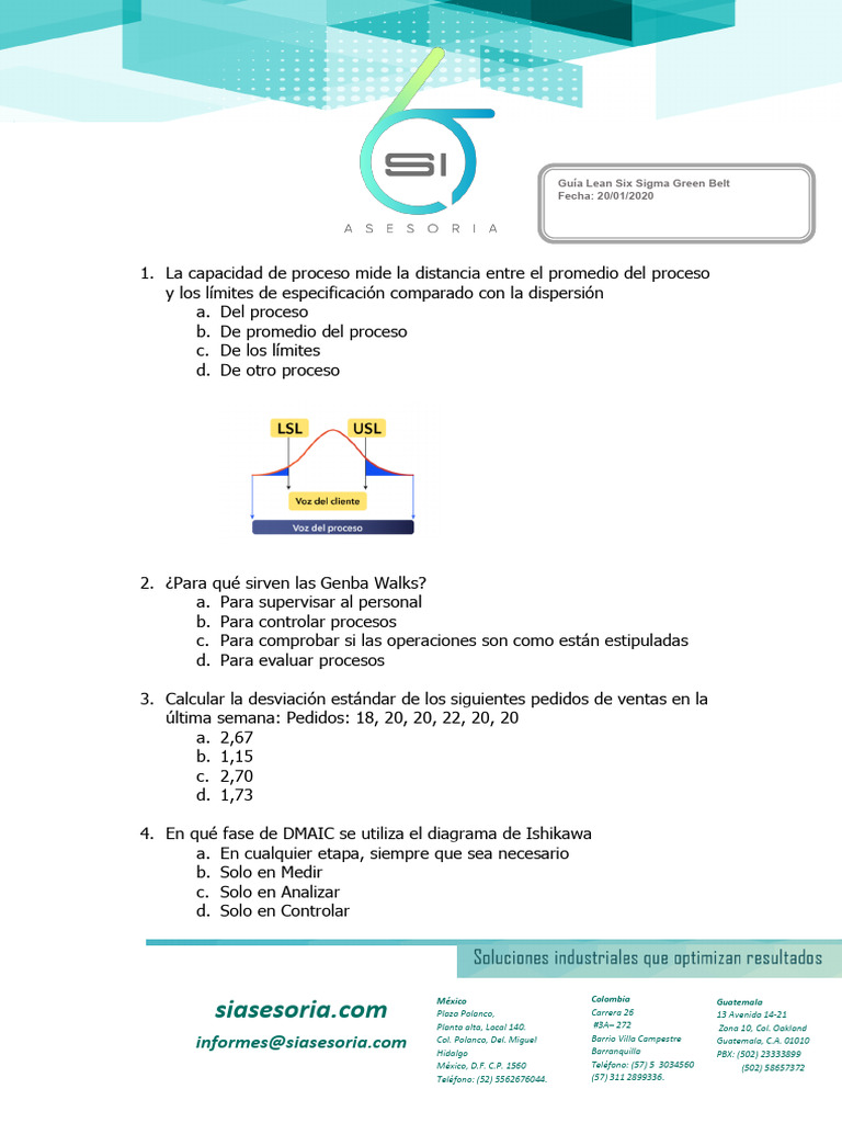 Examen Lean Six Sigma Green Belt, Guía CertiProf V2 | PDF | Six Sigma