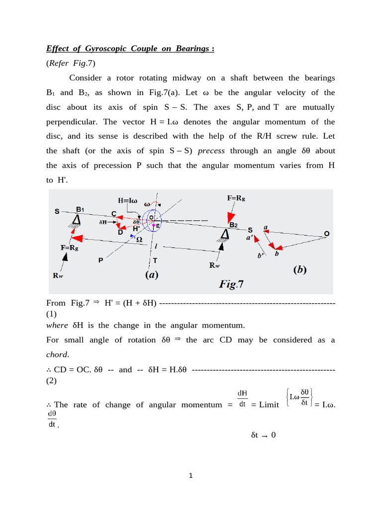 Effect of Gyroscopic Couple On Bearings | PDF | Rotation | Angular Momentum