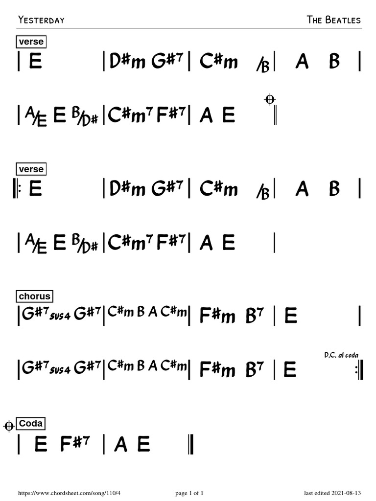 Yesterday The Beatles Chart | PDF