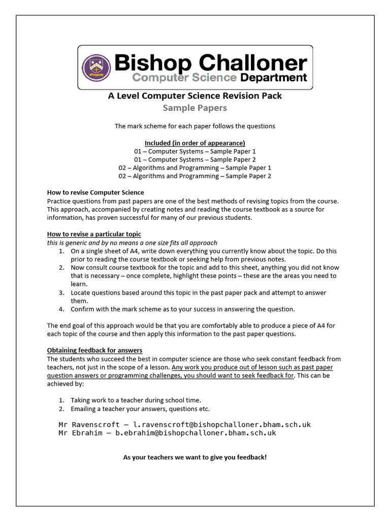 1 Y13 Revision A Level Past Paper Pack Sample Papers Complete