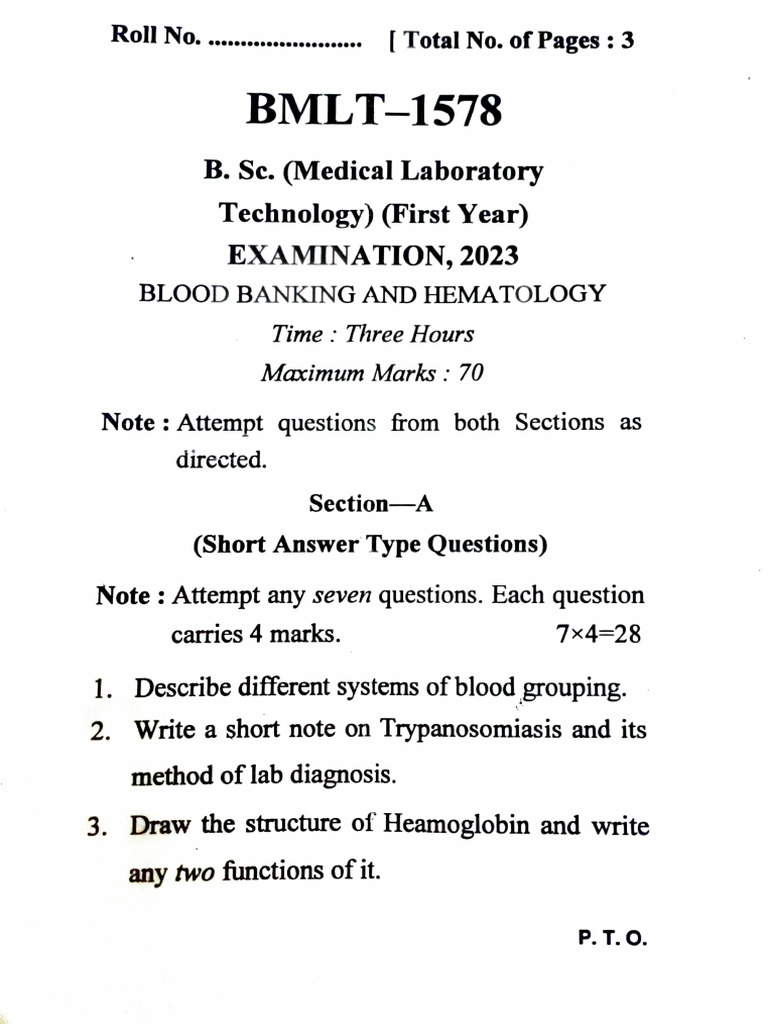 BMLT 1st Year Final Paper | PDF | Medical Diagnosis | Medical Specialties