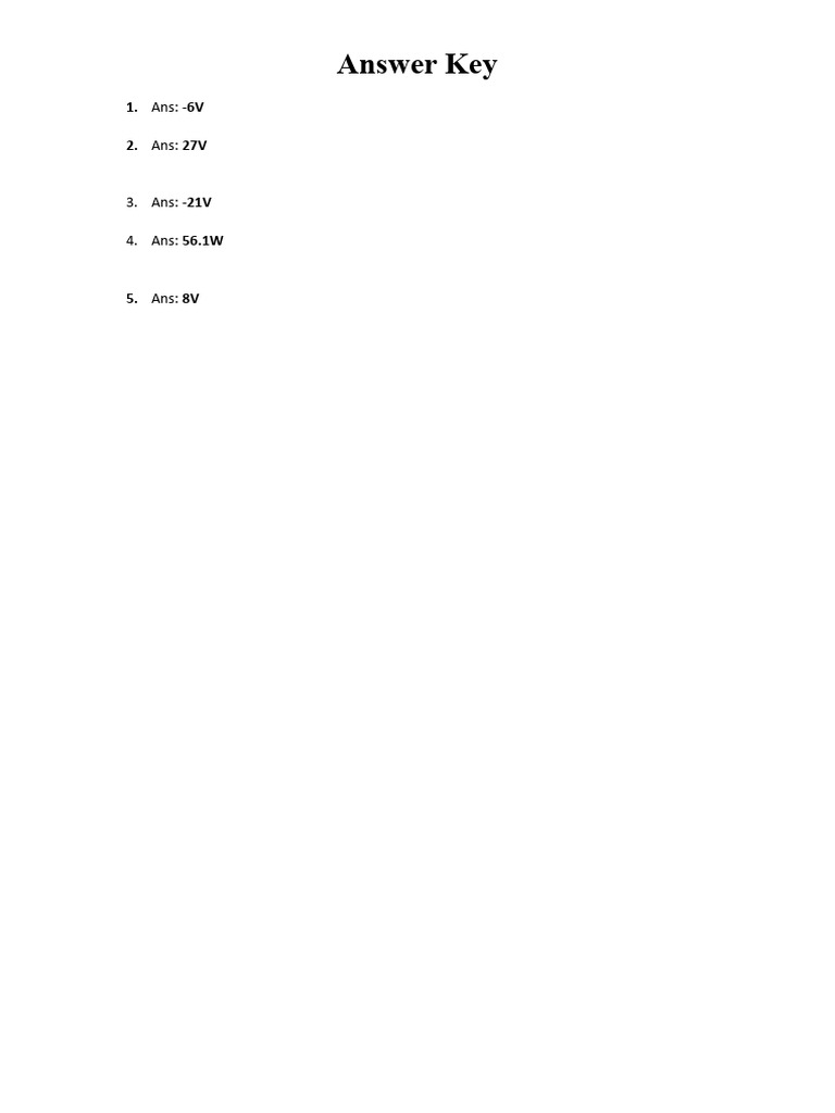 Answer Key KVL KCL 1 | PDF