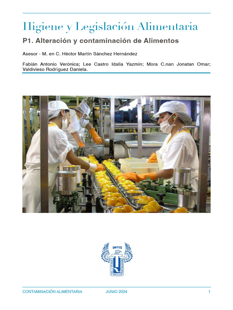 Alteración y Contaminación de Alimentos PDF | PDF | Seguridad ...