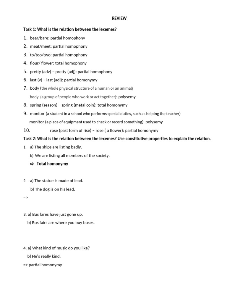 Review Chapter 1,2,3 - 2023 | PDF | Semantics | Word