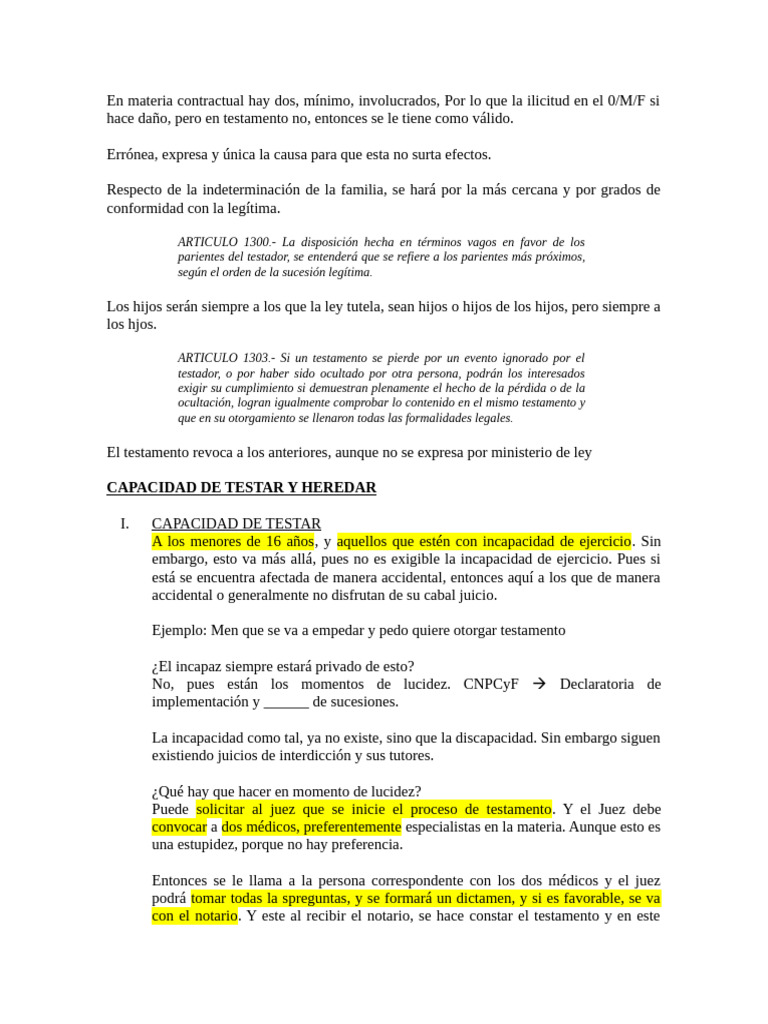 Capacidad para Testar y Heredar | PDF | Voluntad y testamento