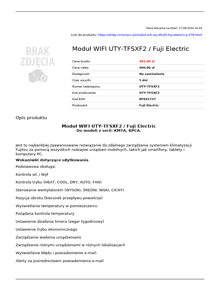 Interface WiFi Atlantic 875089 UTY-TFSXF2 - Neuf Pour Domotique & Chauffage Connecté