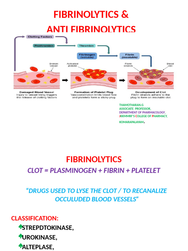 Fibrinolytics and Antiplatelet Drugs Overview | PDF | Platelet | Thrombus