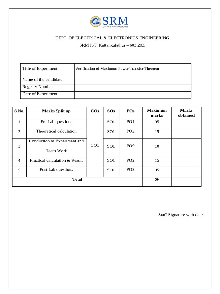 Expt 5 - Max Power Transfer | PDF | Electrical Impedance | Electrical ...